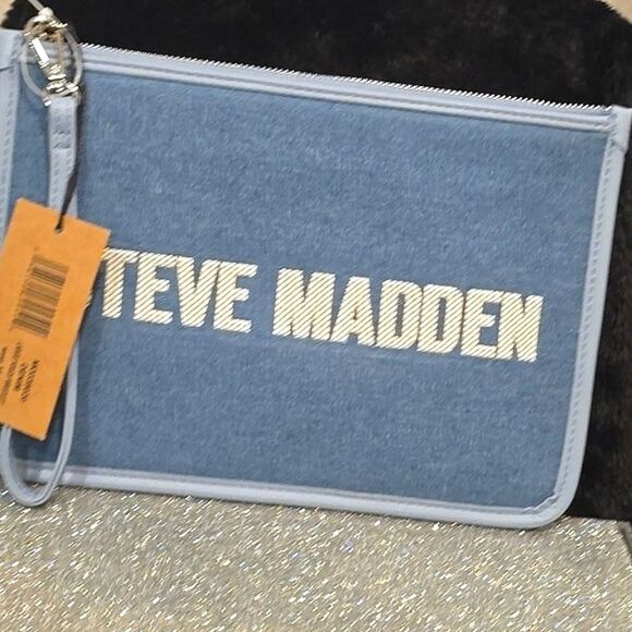 Steve Madden Denim Large Pouch Wristlet